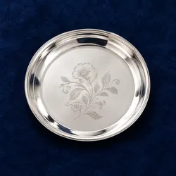 Engraved Silver Plate (Thattu), 92.5 silver, about 30 g